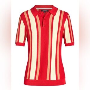 NWT - Striped Seed Stitch Polo Sweater